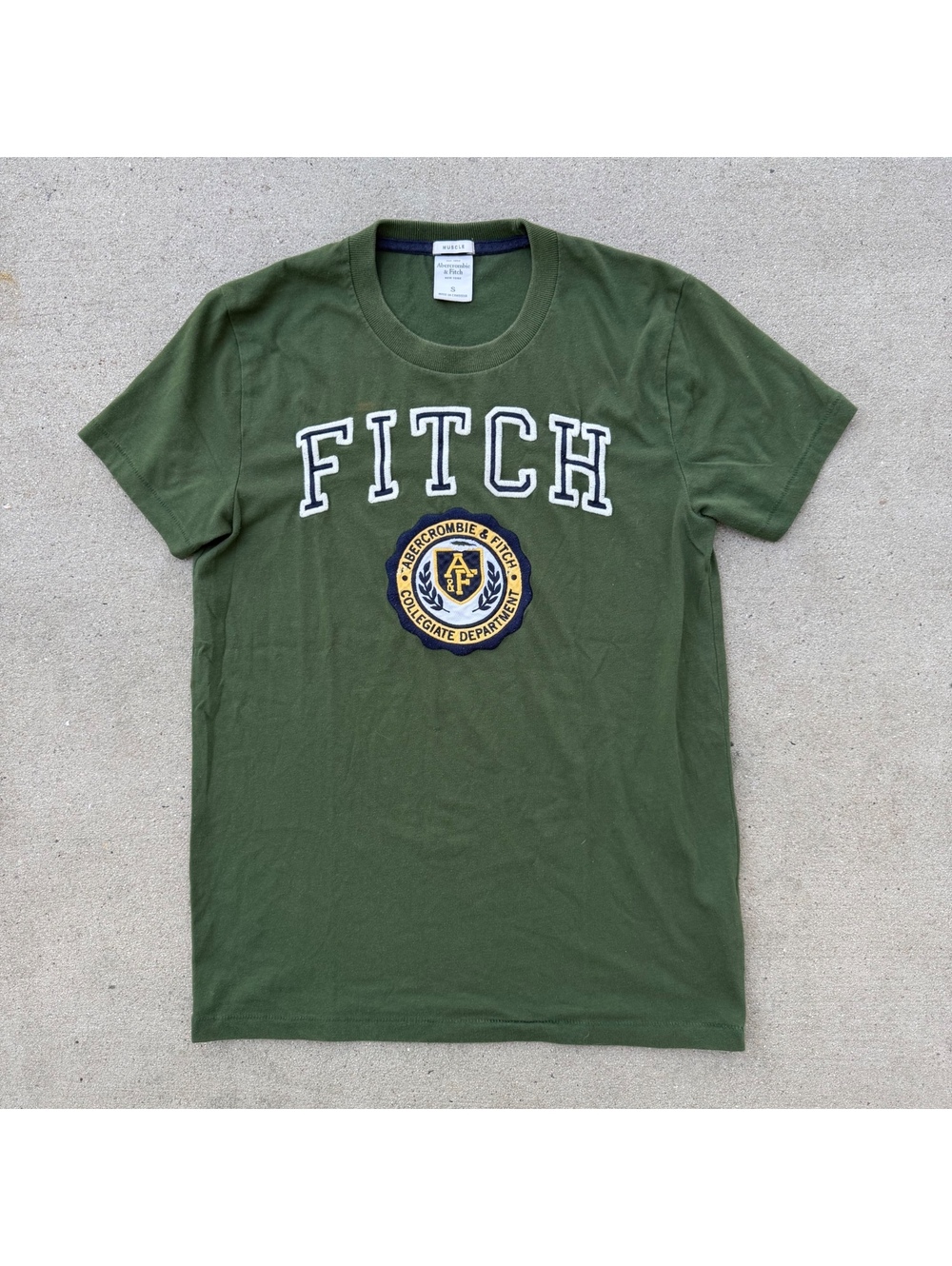 Abercrombie Fitch Y2K Graphic Tee Mens S Green Logo Casual